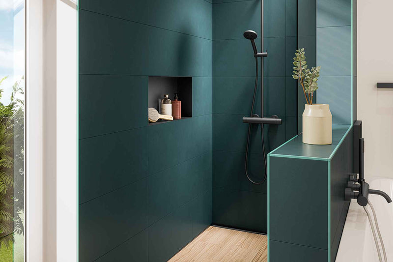 Schluter Systems Design Prefabricated Vapor-resistant Lightweight Waterproof Shower Niche - Made of Powder-Coated Aluminum for Tiled Walls - 11-3/4" Width, 23-9/16" Height, 3-5/8" Depth, Greige - DNA2TSBG