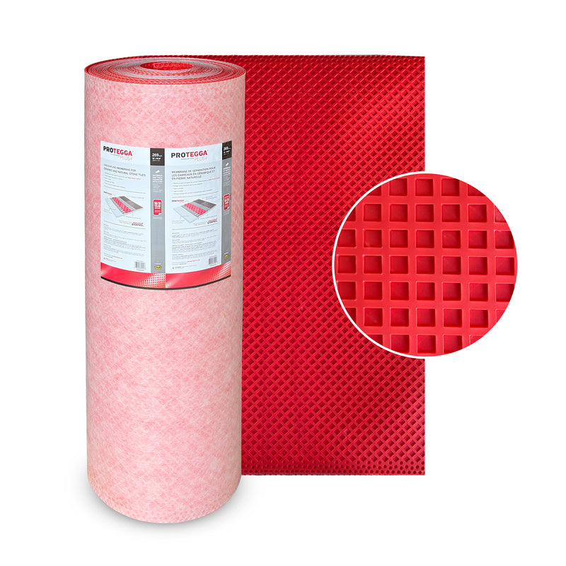 Prova Protegga Plus Uncoupling Membrane – 269 Sq Ft Roll, Waterproof & Crack-Isolating Underlayment For Tile Floors