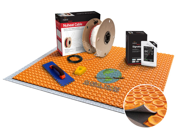 Nuheat nVent Electric Radiant Floor Heating Kit with DUO Membrane, AC0055 Signature WiFi Thermostat, Underfloor Heat Cable, and Installation Tools