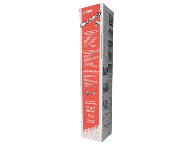 Mapei Mapeguard 2 Crack Isolation, Waterproofing, Sound Reduction, Lightweight, Peel and Stick Membrane, 225 Sq Ft Roll, Load-bearing, 1 mm Thick Underlayment For Ceramic Tile And Stone Tile