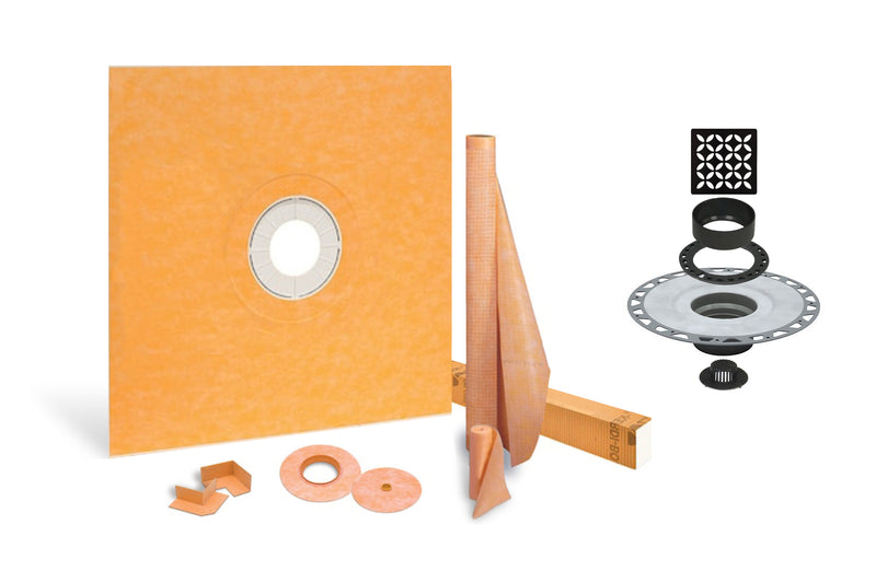 All-in-one Waterproof Shower Kit with 36"x36" Center Tray, 2" Flange and 4" Drain Cover