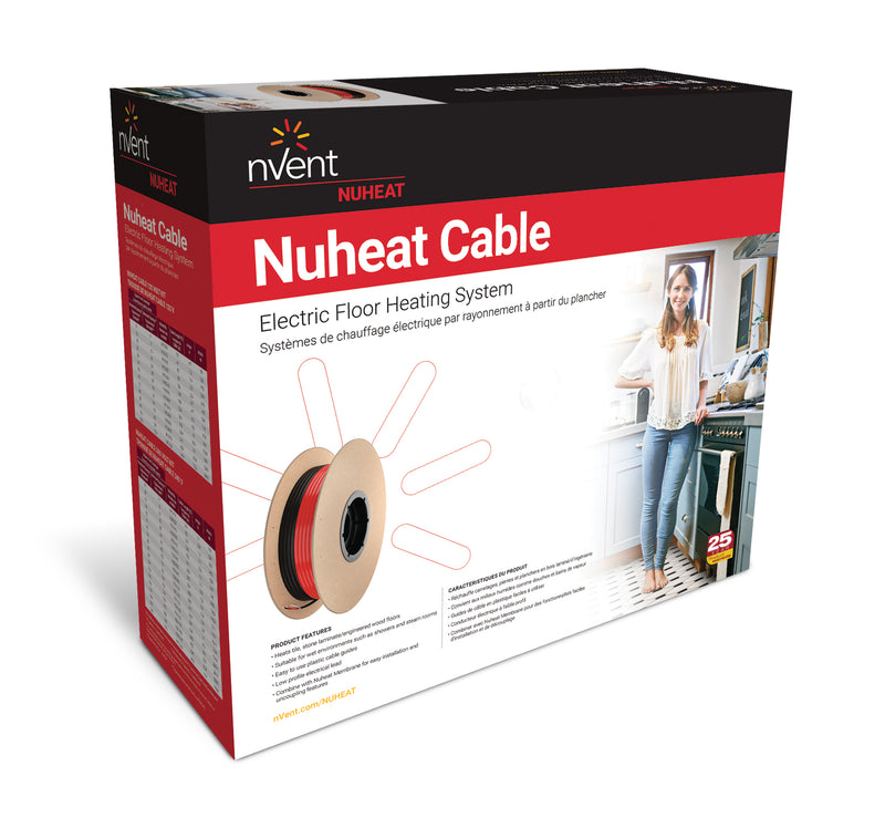 Chemelex Nuheat Underfloor Electric Radiant Floor Heating Kit with 120/240V Floor Cable and nVent AC0056 Home Programmable Thermostat