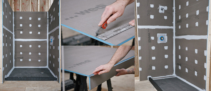 Wedi US2000008 Fundo Primo 36 In x 72 In Shower Kit, Waterproof Board Installation System with Offset Square Drain Grate Assembly, Prefabricated Sloped Shower Base (Shower Tray) and Lean Shower Curb