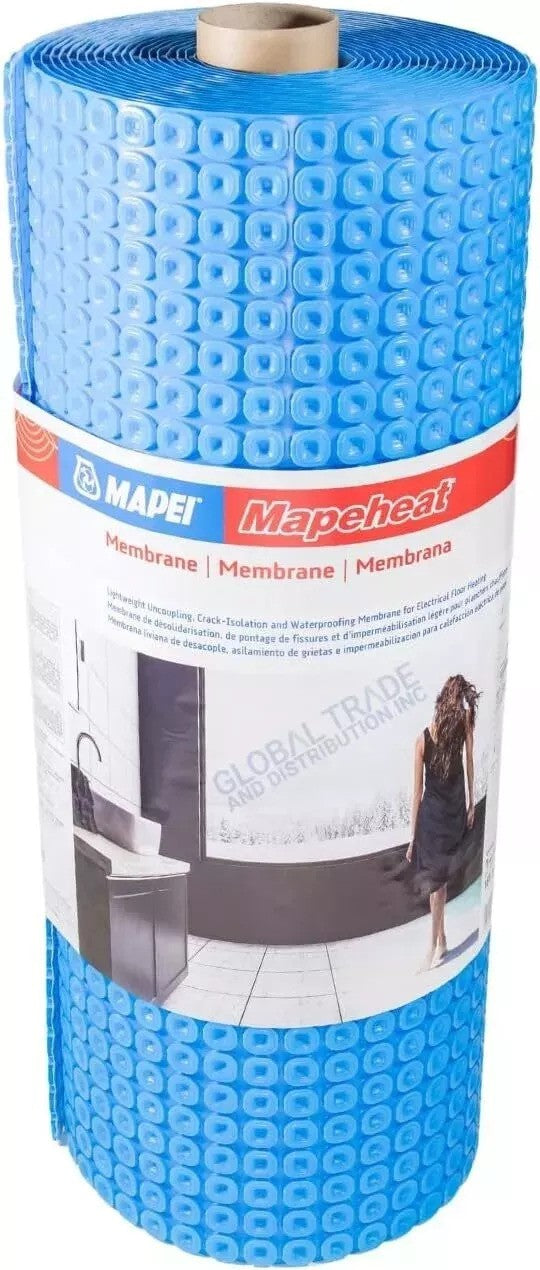 Mapei Mapeheat 2855915 Floor Heating, Lightweight, Uncoupling, Crack Isolation and Waterproofing Membrane, 7/32" Thick, 161 Sq Ft Roll