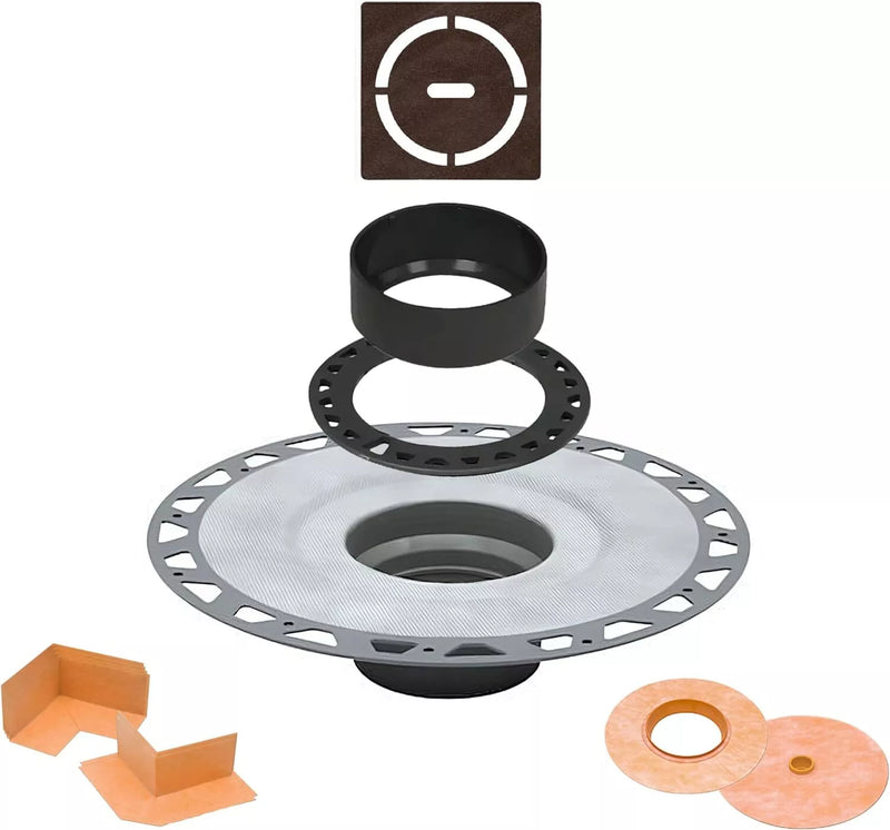 All-in-one Shower Drain Kit with 2" ABS or PVC Bonding Flange, 4" Grate Assembly