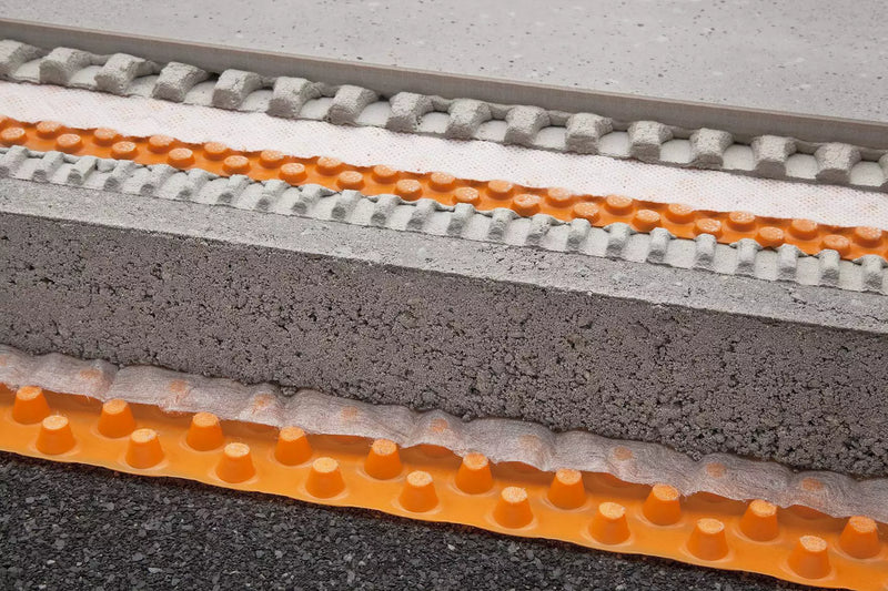 Schluter Systems TROBA-PLUS 8 Drainage Membrane 134.5 Sq Ft (3'3" x 41') Roll, 5/16" Thick, Installed Above The Waterproofing Layer