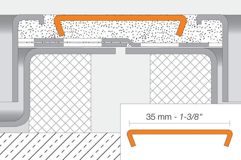 Schluter System Kerdi-Line-FC Cover Plate - Sleek and Seamless Shower Drain Cover - 1 3/8" Width, 1/4" Height