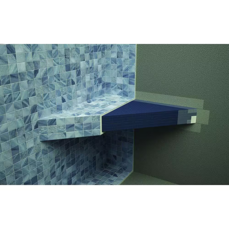 Wedi Suspended Corner Prefabricated, Ready to Tile, Pre-Sloped Seat L, Waterproof Extruded Polystyrene Shower Bench with Foam Core, 24" x 24", for Tiled Shower Surrounds, US3000002