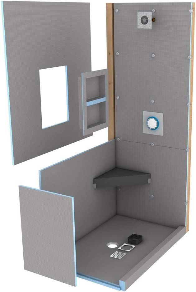 Wedi US2000008 Fundo Primo 36 In x 72 In Shower Kit, Waterproof Board Installation System with Offset Square Drain Grate Assembly, Prefabricated Sloped Shower Base (Shower Tray) and Lean Shower Curb