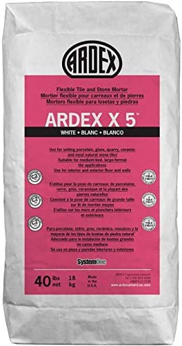 Ardex X 5 Flexible Mortar, 40 Lbs Bag, Versatile, Polymer-modified, Water Resistant Flooring Underlayment for Interior and Exterior use, White