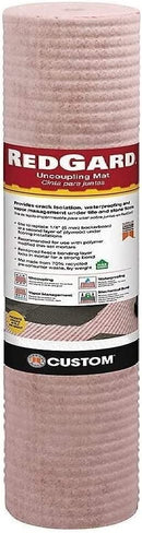 Custom Building Products RedGard Uncoupling Waterproofing Membrane 323 Sq Ft Roll for Ceramic Tile and Stone Tile, Anti-Fracture, Crack-Isolation Mat, 1/8 Inch Thick Flooring Underlayment