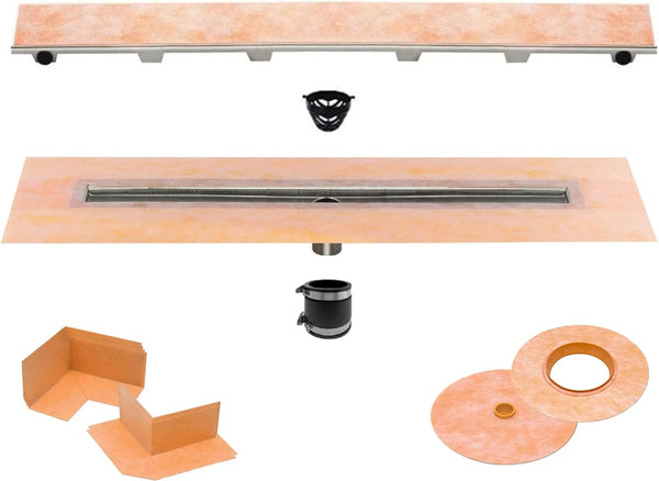 Schluter Systems Kerdi-Line Waterproof Shower Drain Kit - Tileable-Channel Body with Grate Assembly
