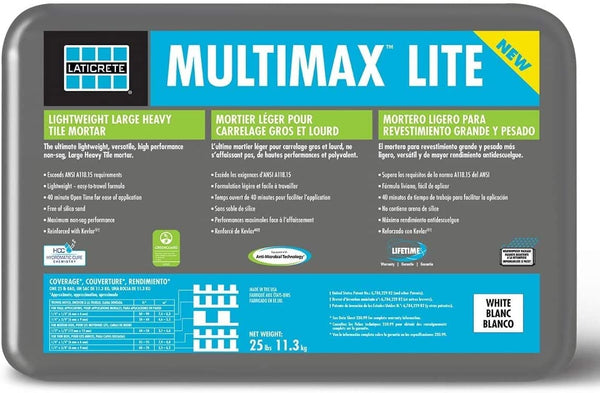 LATICRETE MULTIMAX LITE One-Step Polymer Fortified Tile Mortar 25 Lb. White