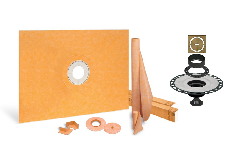 Schluter Systems Kerdi Shower Kit: 48x60 Center Shower Pan (Tray), 2 inch Flange and 4 Inch Shower Drain Cover
