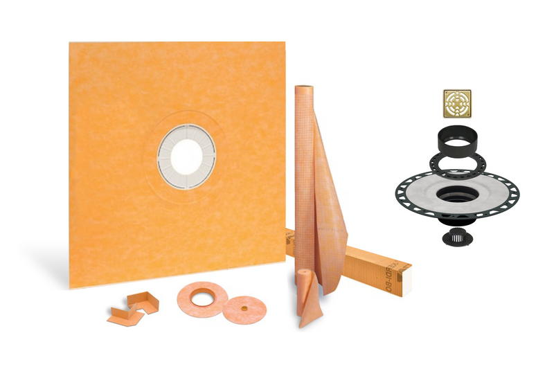 Schluter Systems Kerdi Shower Kit: 38x38 Center Shower Pan (Tray), 2 inch Flange and 4 Inch Shower Drain Cover