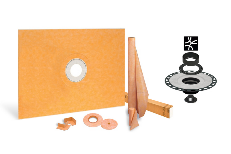 Schluter Systems Kerdi Shower Kit: 36x48 Center Shower Pan (Tray), 2 inch Flange and 4 Inch Shower Drain Cover