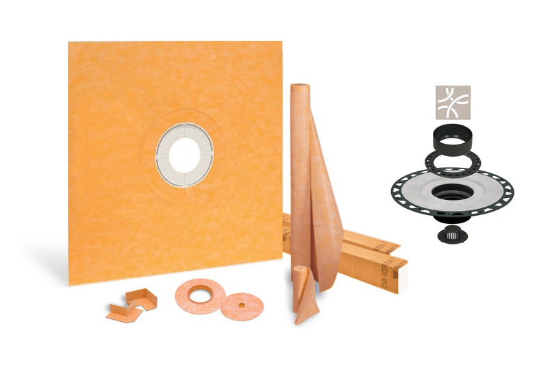 Schluter Systems Kerdi Shower Kit: 60x60 Center Shower Pan (Tray), 2 inch Flange and 4 Inch Shower Drain Cover