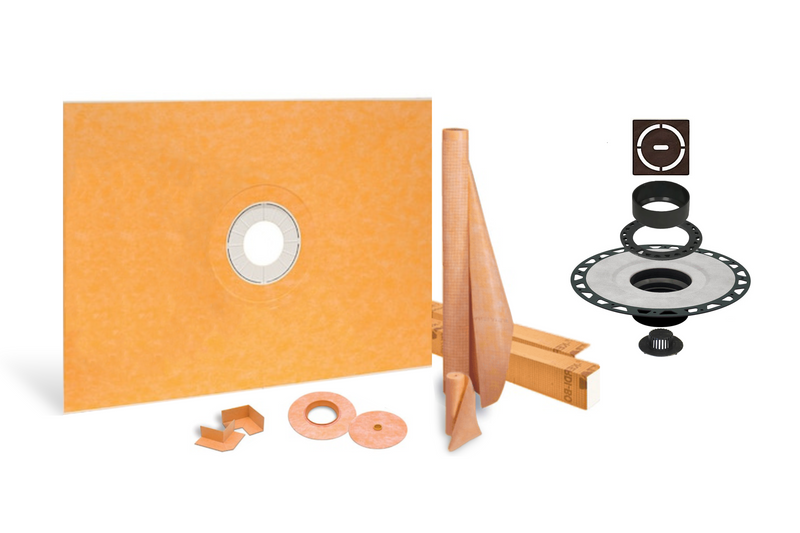Schluter Systems Kerdi Shower Kit: 38x60 Center Shower Pan (Tray), 2 inch Flange and 4 Inch Shower Drain Cover