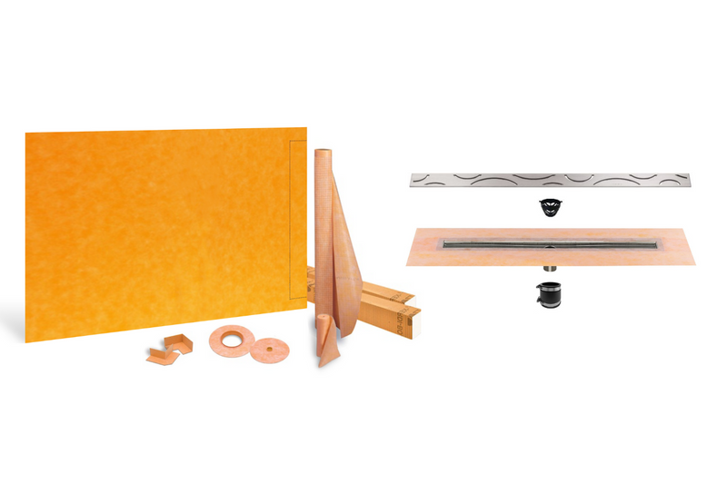 Schluter Systems Kerdi Linear Shower Kit: 38x76 Off-set Shower Pan (Tray), Channel Body Drain and Drain Cover