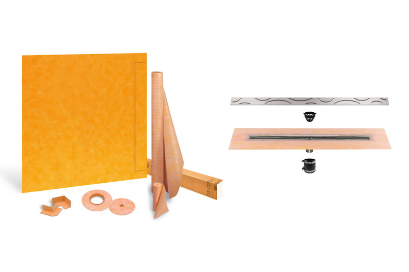Schluter Systems Kerdi Linear Shower Kit: 39x39 Off-set Shower Pan (Tray), Channel Body Drain and Drain Cover