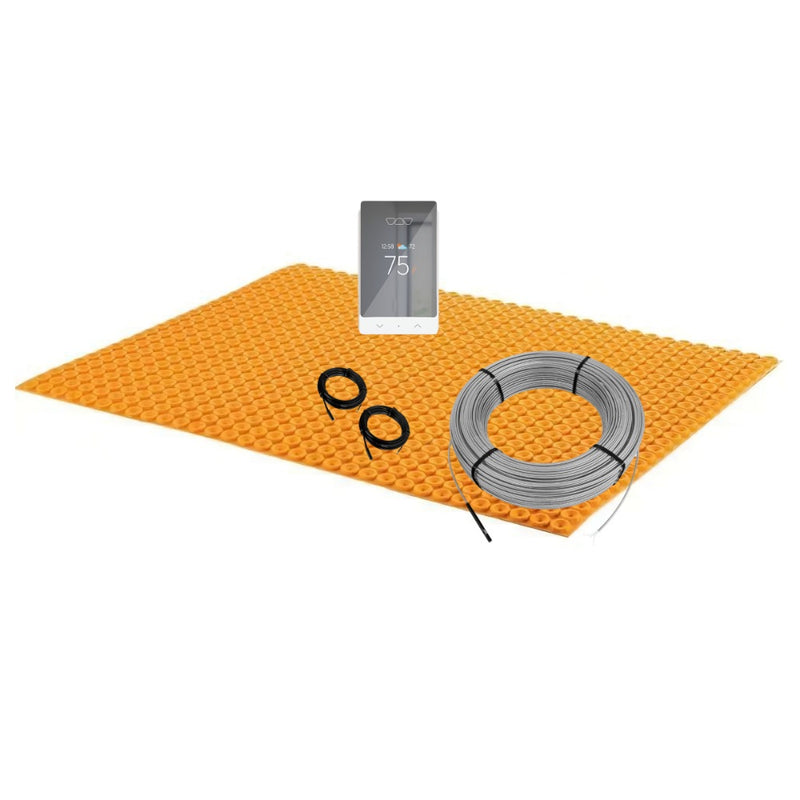 DITRA Floor Heating Kit: Uncoupling Membrane, WiFi Programmable Touchscreen Smart Thermostat, and Cable