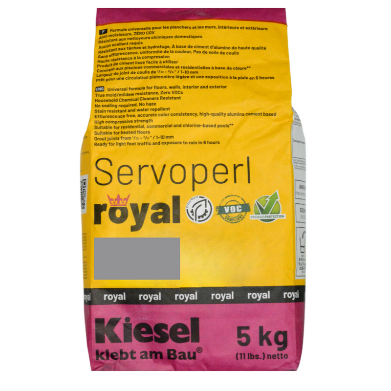 Kiesel Servoperl Royal High-Strength Stain And Water Repellent Grout 11lbs (5kg), Alumina Cement Based, Designed For Walls, Floor Tile Installations