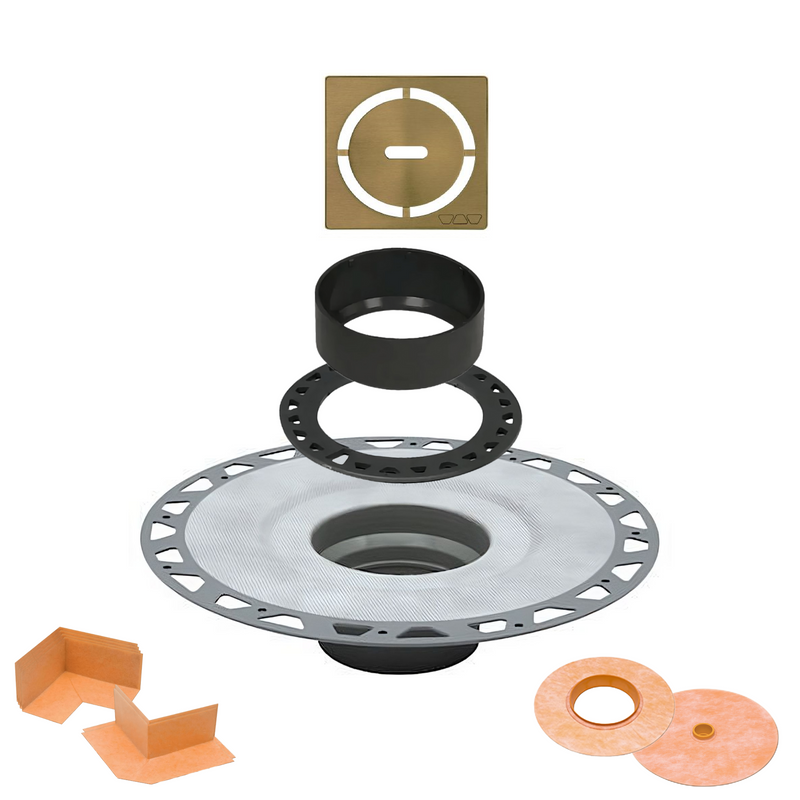Schluter Systems Kerdi Drain Kit with 2" ABS or PVC Flange and Shower Grate Cover