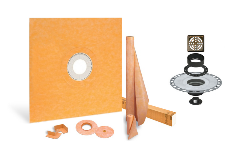 Schluter Systems Kerdi Shower Kit: 48x48 Center Shower Pan (Tray), 2 inch Flange and 4 Inch Shower Drain Cover
