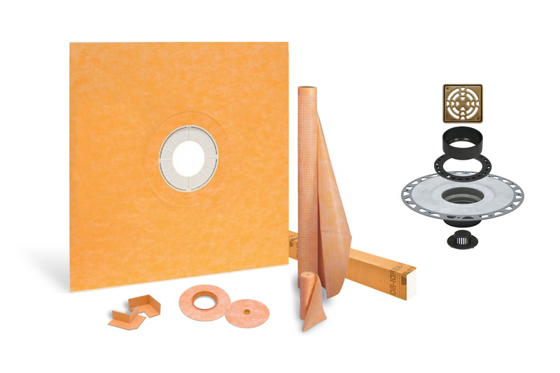 Schluter Systems Kerdi Shower Kit: 38x38 Center Shower Pan (Tray), 2 inch Flange and 4 Inch Shower Drain Cover