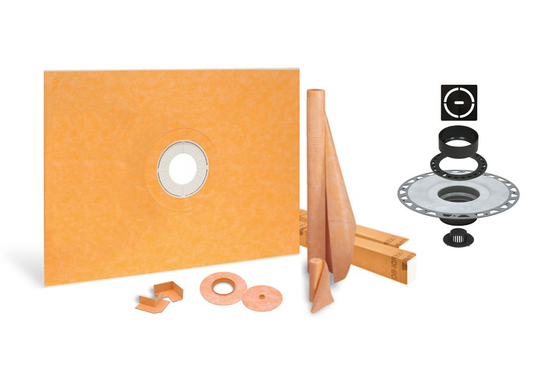 Schluter Systems Kerdi Shower Kit: 38x60 Center Shower Pan (Tray), 2 inch Flange and 4 Inch Shower Drain Cover