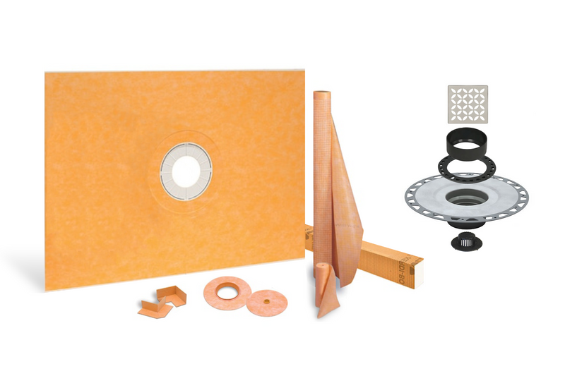 Schluter Systems Kerdi Shower Kit: 36x48 Center Shower Pan (Tray), 2 inch Flange and 4 Inch Shower Drain Cover