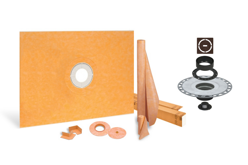 Schluter Systems Kerdi Shower Kit: 48x72 Center Shower Pan (Tray), 2 inch Flange and 4 Inch Shower Drain Cover