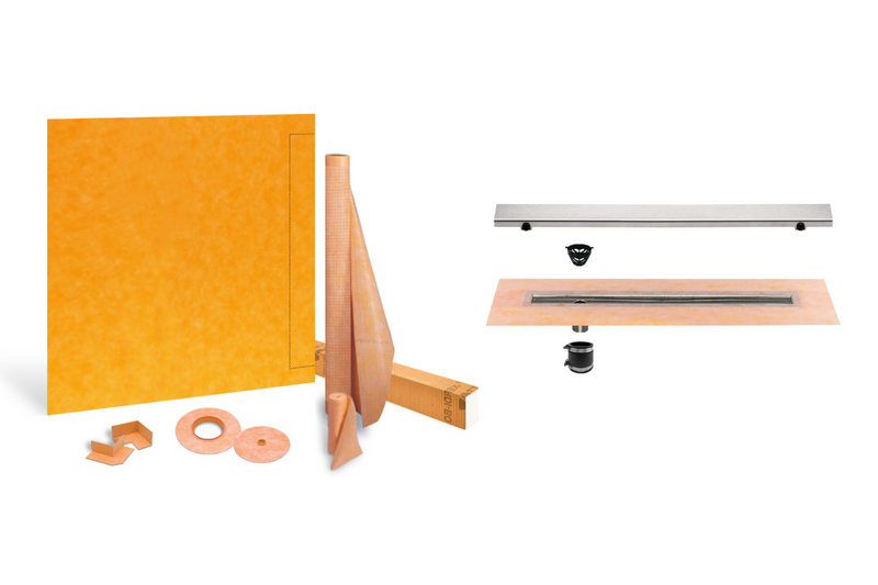 Schluter Systems Kerdi Linear Shower Kit: 39x39 Off-set Shower Pan (Tray), Channel Body Drain and Drain Cover