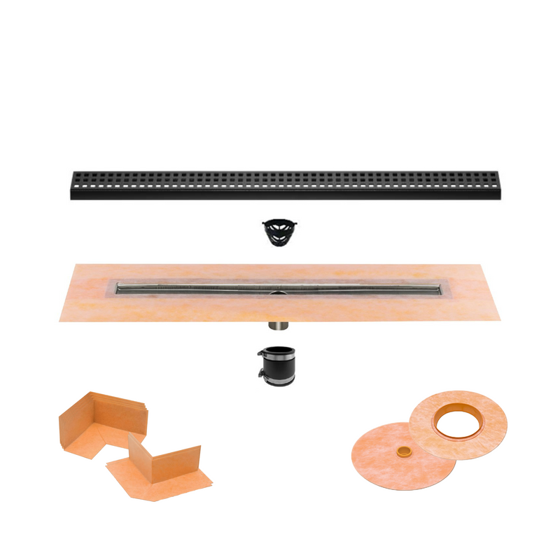 schluter systems shower drain kit black grate with holes