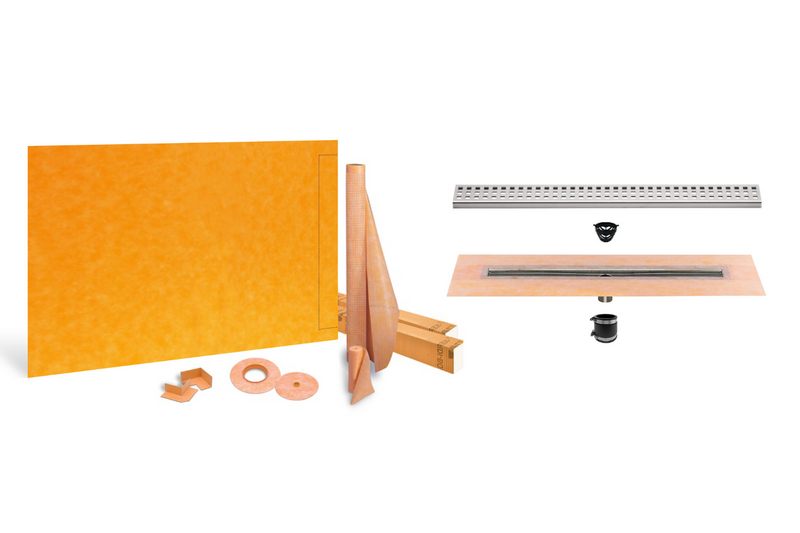 Schluter Systems Kerdi Linear Shower Kit: 36x72 Off-set Shower Pan (Tray), Channel Body Drain and Drain Cover